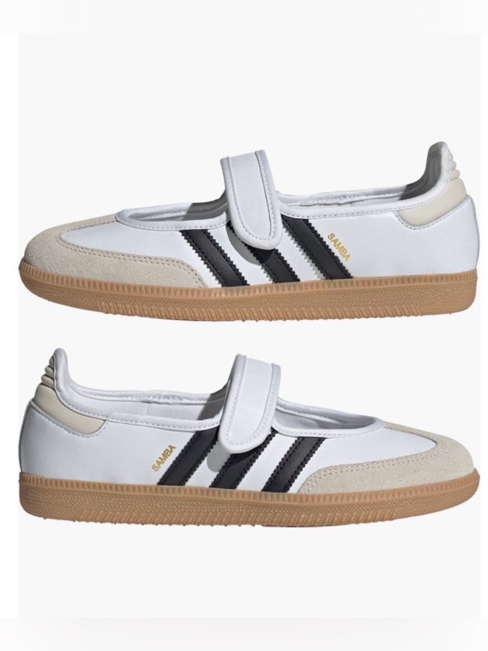 Brand New women’s 11 adidas White Samba Jane Sneakers with Black Stripes